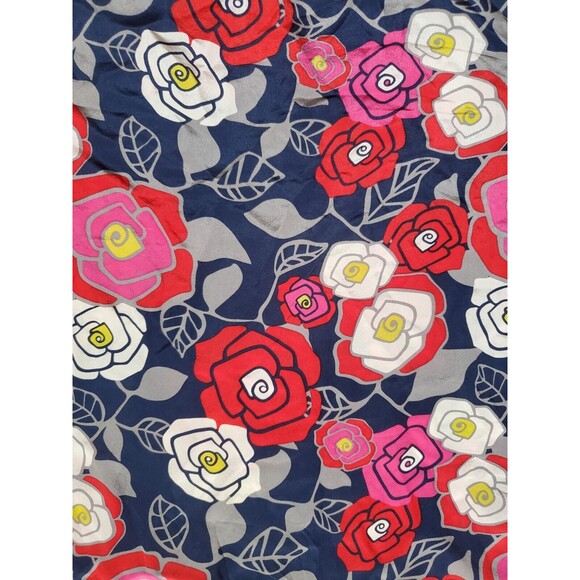 Fossil 100% Silk Tank Blouse Women Medium Red Black Sleeveless Top Floral Poppy - Picture 3 of 7